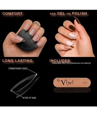 Vixi 600 Medium Stiletto Nail Set with Prep File - Clear Full Cover False Nail Extensions in 10 Sizes for Salon & Home Use - Buy Online on GoSupps.com