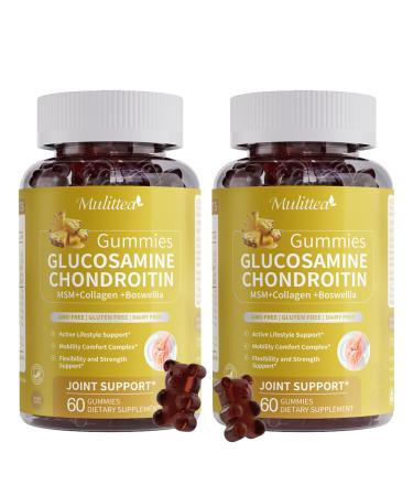 Glucosamine Chondroitin MSM + Collagen - Extra Strength Joint Support Supplement with Enzyme Blend for Absorption Flexibility Mobility & Immune Support -Best for Women & Men 120 Gummies