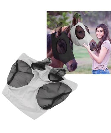 Horse Mask Fly Mask Horse Mesh Fly Mask Breathable Elastic Horse Face Mask with Ears Riding Equestrian Equipment (Grey)