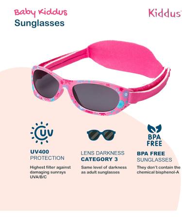 Kiddus Baby Sunglasses for Newborn to 2 Years | UV400 Coating | Fuchsiaflower Pattern - Buy Online on GoSupps.com