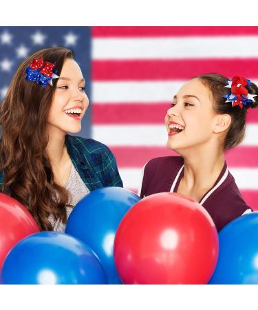 12 Pcs Patriotic Hair Bows Clips | American Flag Boutique Alligator Hair Accessories for Girls - Buy Online on GoSupps.com