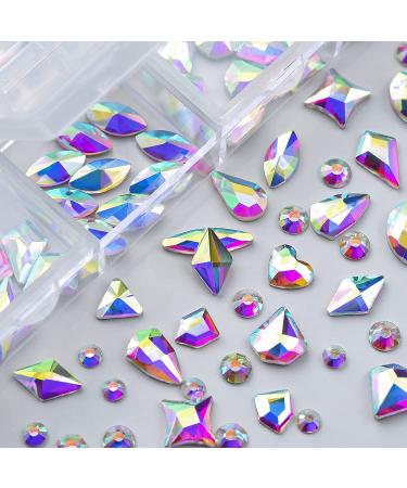 Nail Art Rhinestones Kit - 120Pcs Glass Crystal Ab Stones + 2400Pcs Flatback Gems for Nails with Tweezer and Wax Pencil - Buy Online on GoSupps.com
