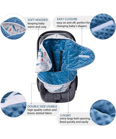Baby Swaddle Blanket with Hat | Ultra Thick 90x90cm | for Stroller, Baby Carrier, High Chair | Grey Stars Design | Blue Whale | 6-12 Months - Buy Online on GoSupps.com