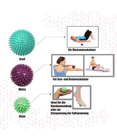 Resulting Igelball Massageball Set - Trigger Point Massage Balls for Back Legs Feet & Hands - 6cm 8cm & 10cm - Myofascial & Rollerball for Stress Relief - Buy Online on GoSupps.com