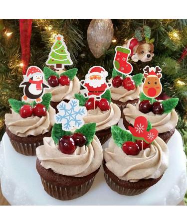 30PCS Christmas Cake Topper Set - Merry Christmas & Happy Birthday Party Themes - Santa, Gingerbread Man, Snowflake Decorations for Banquet Baking Desserts - Buy Online on GoSupps.com