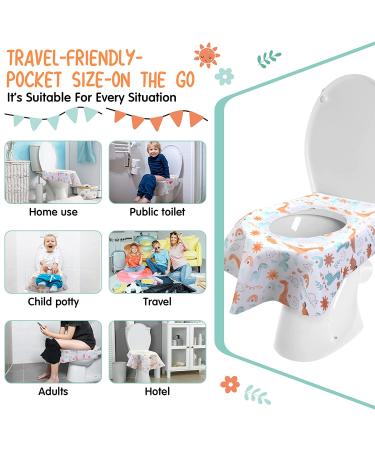 50 Pack Extra Large Disposable Waterproof Toilet Seat Covers for Kids & Adults - Portable, Individually Wrapped Toddler Potty Training Restroom Covers - Vivid Dinosaur Design - Buy Online on GoSupps.com