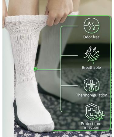 LIN Diabetic & Circulator Socks - Non-Binding 6 Pairs for Women/Men with Edema, Neuropathy, Lymphedema - Sizes 9-11, 10-13, 13-15 - Buy Online on GoSupps.com