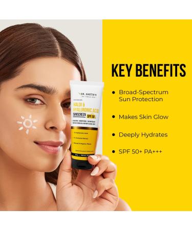 Dr. Sheth's Turmeric & Hyaluronic Acid Sunscreen with SPF 50+ & PA+++ | Helps Repair Skin Barrier with UVA/UVB & Blue Light Protection | Unisex Formula | 1.76 Oz/50 g - Buy Online on GoSupps.com