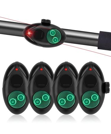 TSV 4 PCS Fishing Bite Alarm Indicator, Electronic Fishing Alarms Bite with 2 Alarm Modes, Sensitive Sound Bite Alert Bell with LED Lights, Fishing Bells for Rods Daytime Night Outdoor