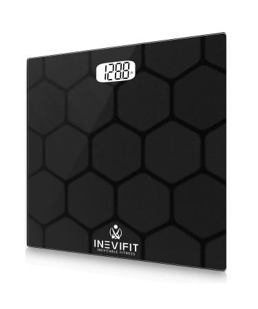 INEVIFIT Bathroom Scale, Highly Accurate Digital Bathroom Body Scale, Measures Weight up to 400 lbs. Includes Batteries BALCK