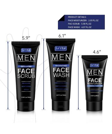 Men's Skin Care Set | 3-Piece Daily Essentials | Face Cleanser Exfoliating Scrub & Moisturizer | Great Gift for Men - Buy Online on GoSupps.com