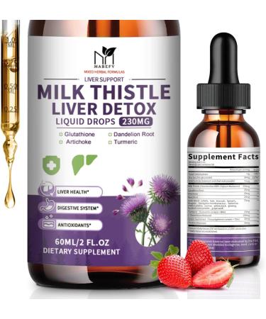 MABEFY Milk Thistle Liver Support Drops Liquid Herbal Supplement with Silymarin Dandelion Artichoke & Turmeric Antioxidant Support for Liver Health Vegan Non-GMO 2 Fl Oz - Buy Online on GoSupps.com