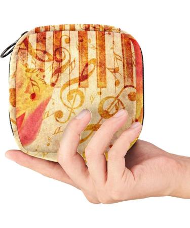 Menstrual Bag with Zipper for Women & Girls | Vintage Tulips & Music Notes - Color 10 | Stylish & Functional Pouch for Period Essentials - Buy Online on GoSupps.com