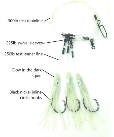 Glow Squid Deep Drop Tilefish Rig - 5 Hook Bottom Fishing Rig for Tilefish, Grouper, and Snapper - Buy Online on GoSupps.com