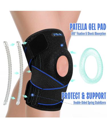 TISMOD Knee Brace with Patella Gel Pad & Side Stabilizers - Adjustable Support for Meniscus Tear, Arthritis, Joint Pain - Injury Recovery - S/M Blue & Black - Buy Online on GoSupps.com
