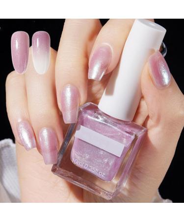Pink Pearl Nail Polish Varnish Glitter Gel Shimmering Purple Pastel Polish Shell Spiral Holographic Golden Quick Dry Mermaids Shining Sparkling Long Lasting No Need Cure DIY Nail Art Manicure Gift - Buy Online on GoSupps.com