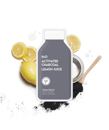 ESW Beauty Deep Detox - Pore Control Raw Juice Face Mask (6-Pack) - Clarifying with Activated Charcoal Lemon Juice & H2O for Acne-Prone Skin - Detoxifies & Minimizes Pores Deep Detox 6 Count (Pack of 1)