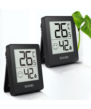 MAPRORI 2 pc Hygrometer thermometer inside - precise temperature & air moisture knife inside - thermometer hygrometer inside temperature meter hydrometer moisture digital (black 2 Set) black 2 pieces