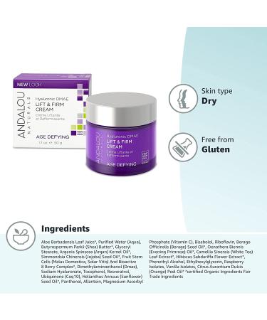 Andalou Naturals Lift & Firm Cream with Hyaluronic DMAE â€“ 1.7 oz | Anti-Aging Moisturizer - Buy Online on GoSupps.com