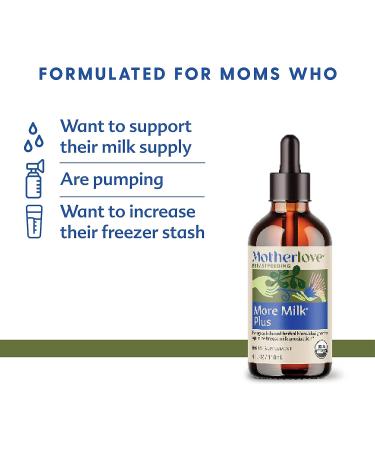 Motherlove More Milk Plus Tincture (4 oz) - Organic Fenugreek Lactation Supplement for Breastfeeding Support - Buy Online on GoSupps.com