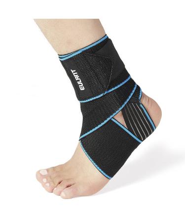 Eulant ankle bandage ankle bandage adjustable ankle bandage with anti -slip silicone stripes highly elastic foot bandage for volleyball football running 85cm blue - 1 piece