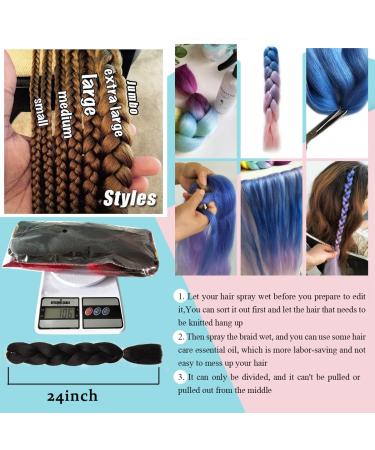 MAYSA Ombre Pink Jumbo Braiding Hair 24 Inch Soft Braid Extensions - 6 Packs High Temp Synthetic Fiber in Purple-Hot Pink-Pink - Buy Online on GoSupps.com