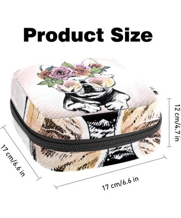 Portable Storage Bags for Women's Bandages - Hand-Drawn Pug Design with Flowers | Multi-Color Menstrual Sheet Holder & Tampon Organizer - Buy Online on GoSupps.com