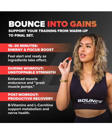 Bounce Pro Beast Mode Pre Workout Gummies with Caffeine Beta-Alanine & L-Tyrosine for Energy Focus & Training Intensity (30 Count (Pack of 1) Fruit Punch) Fruit Punch 30 Count (Pack of 1) - Buy Online on GoSupps.com