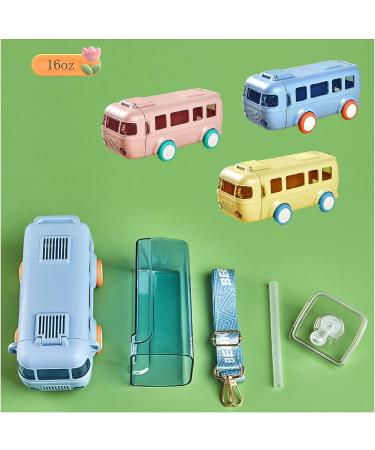 Knixhult 2023 New Portable Bus-Shaped Water Cup | 16 oz Leak-Proof Straw Cup with Shoulder Strap | Cute Athletic Drinking Bottle for Kids | Detachable & Cartoon Design (C-Yellow) - Buy Online on GoSupps.com