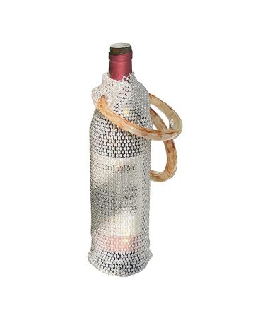 YANIYA Trendy Beverage Bag Expandable Mesh Pocket Wine Portable Insulation Cup Bag Water Bottle Holder Handwoven Gift Water Bottle Insulation Bag Brown