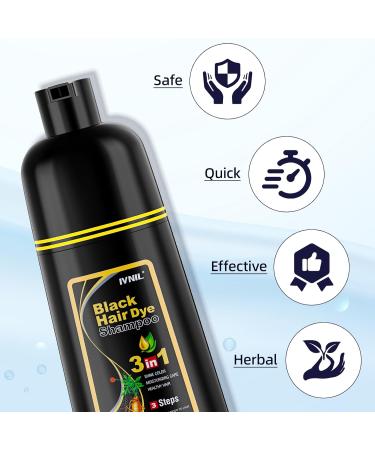 Evil Black hair color shampoo for gray hair black hair dye shampoo 3 in 1semipermanent hair color shampoo for women and men 100 gray coverage - Buy Online on GoSupps.com