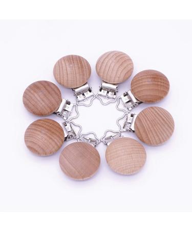 Sutoyuen 10Pcs 30mm (1.18) Natural Wood Pacifier Holder Round Beech Metal Teether Wooden Teething Beads Suspender Clips DIY Pacifier Accessories - Buy Online on GoSupps.com