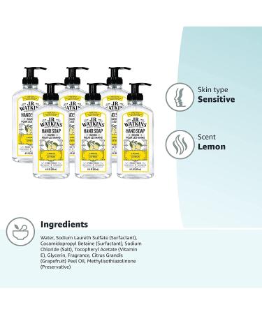 J.R. Watkins Lemon Gel Hand Soap 11 fl oz - 6 Pack | Made in USA, Cruelty-Free | Bathroom & Kitchen Liquid Hand Wash - Buy Online on GoSupps.com