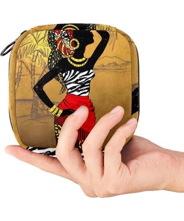 Stylish Menstruation Pad Bag with Zipper - Women's Tampon & Napkin Storage - Beautiful African Palm Pattern - Buy Online on GoSupps.com