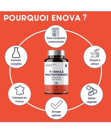 MULTIVITAMIN AND MINERAL FORMULA 30 Nutrients | Vitamin A B C D E K Quercetin Magnesium Zinc Coenzyme Q10 Selenium | Food Supplement | Made in France | 60 capsules - Buy Online on GoSupps.com