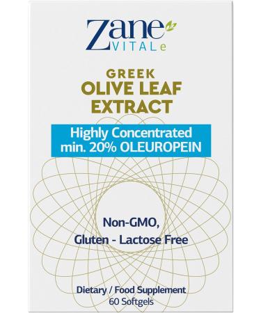 Zane Greek Olive Leaf Extract - 20% Oleuropein - Immune & Blood Pressure Support - Cardiovascular Health - 60 Capsules - Buy Online on GoSupps.com