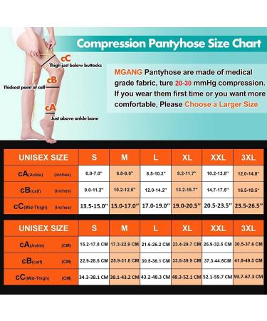 MGANG Waist High Compression Pantyhose | 20-30 mmHg Firm Support | Large Size | Black Opaque Open Toe Compression Stockings - Buy Online on GoSupps.com