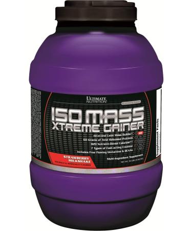 Ultimate Nutrition ISO Mass Xtreme Gainer, Isolate Protein Powder with Creatine, Flavored Protein Powder for Smoothies with 60 Grams of Protein, Strawberry Milkshake, 30 Servings