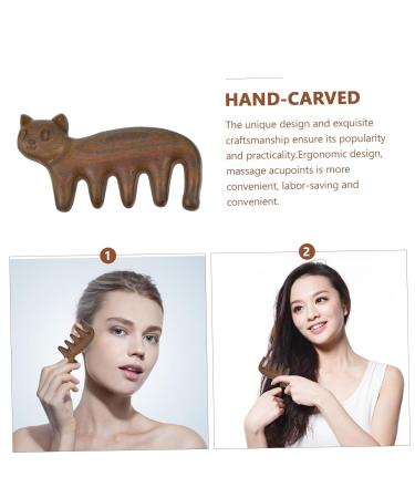 Healeved 3 Pcs Green Sandalwood Cat Massage Comb Kit - Eco-Friendly Wooden Tool for Kitten Grooming & Relaxation - Buy Online on GoSupps.com