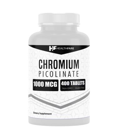 Chromium Picolinate 1000mcg | 400 Tablets | Support Carbohydrate Breakdown & Metabolism | Non-GMO and Gluten-Free by HealthFare
