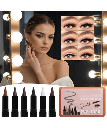 Waterproof Eyeliner Pencil Waterproof Eyeshadow in 6 Colors Natural Sweatproof Eyeliner for Young Women Men and Older Women Halloween Dating Stage Performance - Buy Online on GoSupps.com