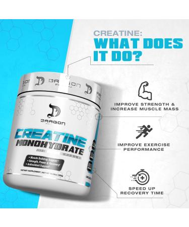 Dragon Pharma Creatine Monohydrate - Muscle Recovery & Antioxidant Support Supplement (60 Servings Unflavored) - International Shipping Available - Buy Online on GoSupps.com
