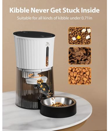 Petory Timed Automatic Cat Feeders - 4L Programable Dry Food Dispenser for Cats and Small Medium Dogs 6 Meals with Desiccant Bag Dual Power Supply 10S Voice Recorder White Regular Version - Buy Online on GoSupps.com