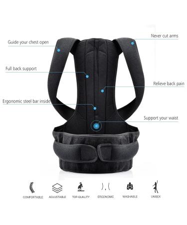 Back Waist Posture Corrector Adjustable Adult Correction Belt Waist Trainer Shoulder Lumbar Brace Spine Health Support Belt Vest Blue XXL - Buy Online on GoSupps.com