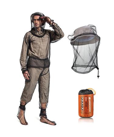 Mosquito Net Suit Include Bug Jacket Hood, Face Covering, Pants Net, Leg Gaiter, Gloves and Storage Sack Mosquito Net Protecting Whole Body Repellent Clothing for Outdoor Camping Fly Fishing