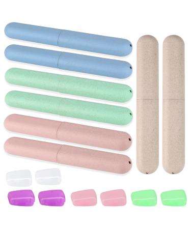 8 pieces of toothbrushes case portable toothbrush cover with 8 pieces of toothbrush protective cover travel toothbrush container toothbrush box with lower ventilation for family trip and business