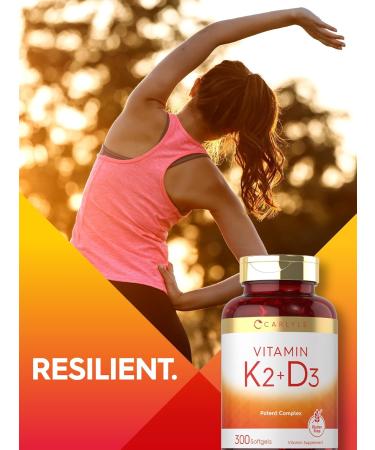 Carlyle Vitamin K2 D3 Supplement | 300 Softgels | 200mcg K2 MK7 & 10 000 IU D3 | Non-GMO Gluten Free 300 Count (Pack of 1) - Buy Online on GoSupps.com