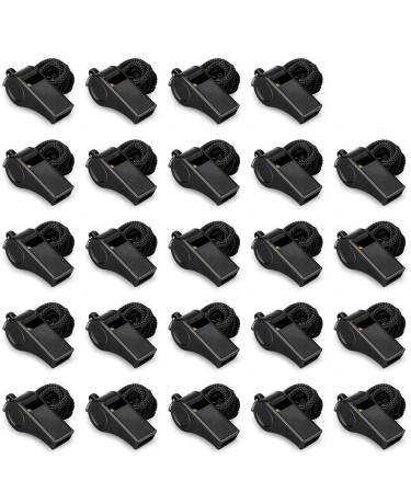 Hipat Whistle, Sports Whistles with Lanyard, Loud Crisp Sound Whistles Bulk Perfect for Coaches, Referees, and Officials c: 24PCS Black whistles