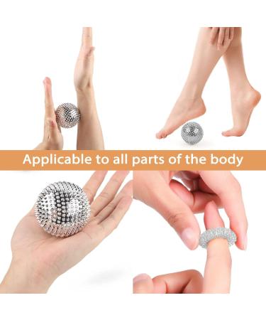 4 Skills Igelball Massage & 10 Massage Rings Set - Acupressure for Stress Relief for All Ages - Silver - Buy Online on GoSupps.com