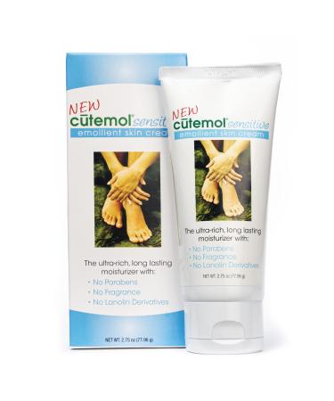 Cutemol Emollient Moisturizer for Sensitive Skin - Serious Moisturizing Cream for Damaged Skin Recovery - Fragrance Free Hydration for Cracked Hands & Feet, Eczema, Psoriasis & Dry Skin (2.75 oz) Sensitive Skin Emollient C…